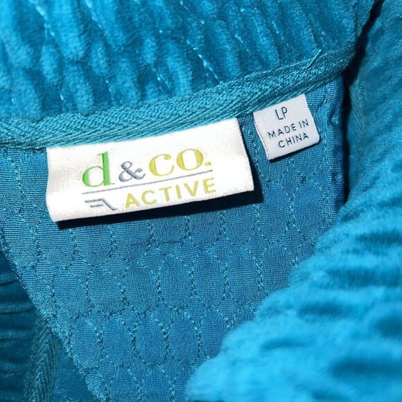 D & Co Active Suit Teal Zipper Vest Pockets Flare Pants With Pockets Set Size LP - Picture 6 of 9